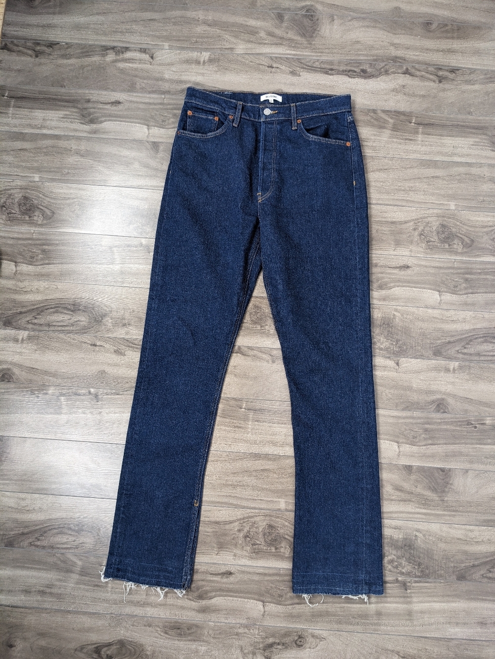 RE/DONE Originals 70s High Rise Skinny Boot Cut Jeans in Western Rinse, size 30